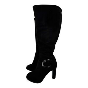 IMPO Odina Stretch Faux Suede Knee-High Black Platform Heels Boots Sz 6M